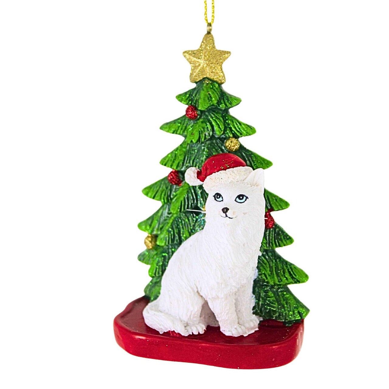 Kurt S. Adler 4.0 Inch Cat W/ Christmas Tree Christmas Tree Ornament , Feline Star Kitten